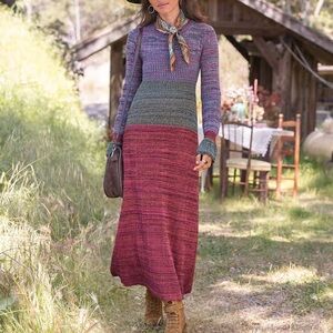 Sundance Sweater Dress Womens Large Multicolor Striped Long Sleeve Ribbed Knit